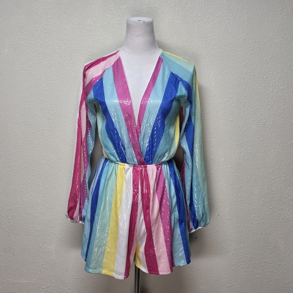 XOO KOOL Striped Multicolor Jumpsuit Size Small - Picture 1 of 11